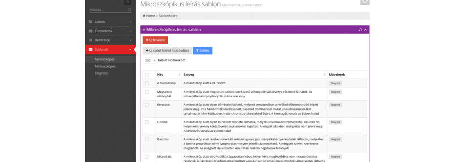 Medserv leletkezelő rendszer